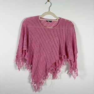 Limited Too Y2K Pink Knit Poncho Women's M/L Vintage Fairycore Cottagecore VTG